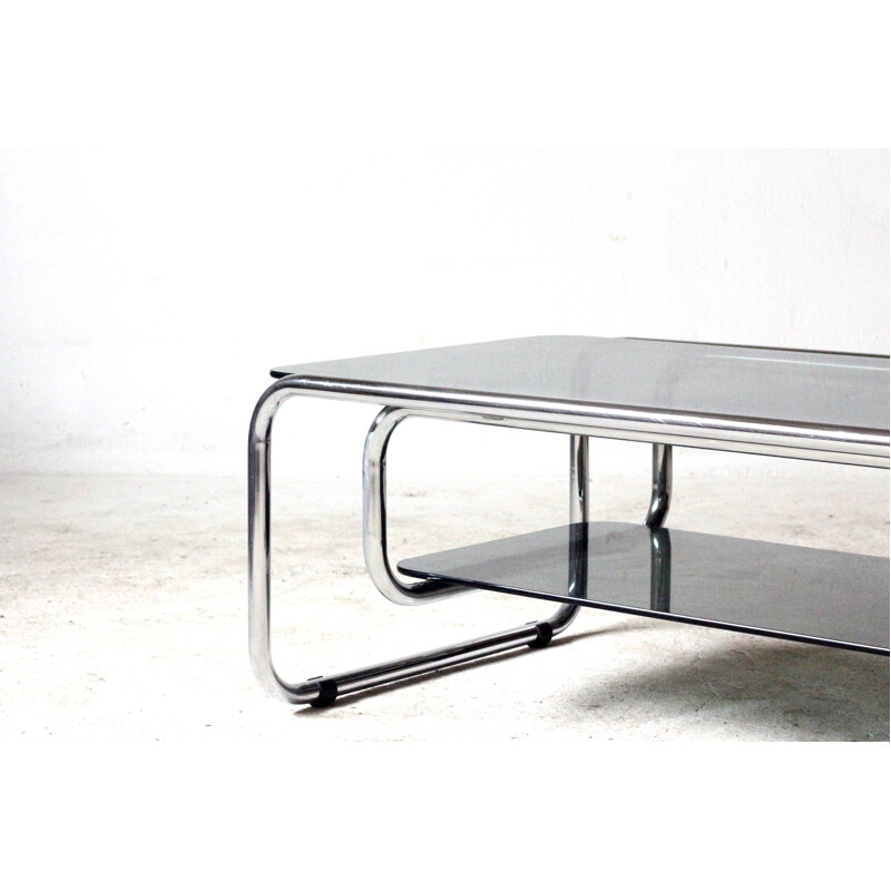 Chrome & glass vintage coffee table, Italy 1970s