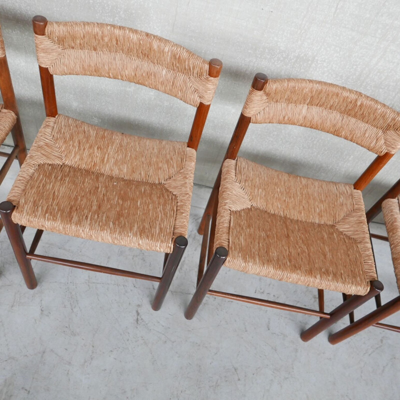 Ensemble de 8 chaises vintage "Dordogne" par Charlotte Perriand, France 1960