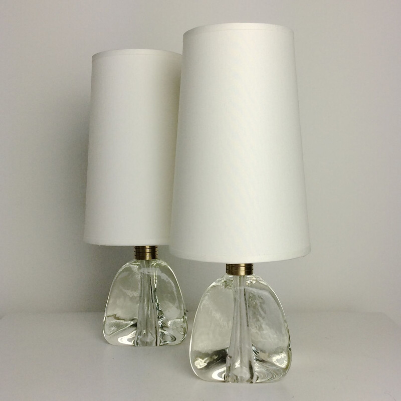 Pair of vintage Murano glass night stands lamps, Italy 1940