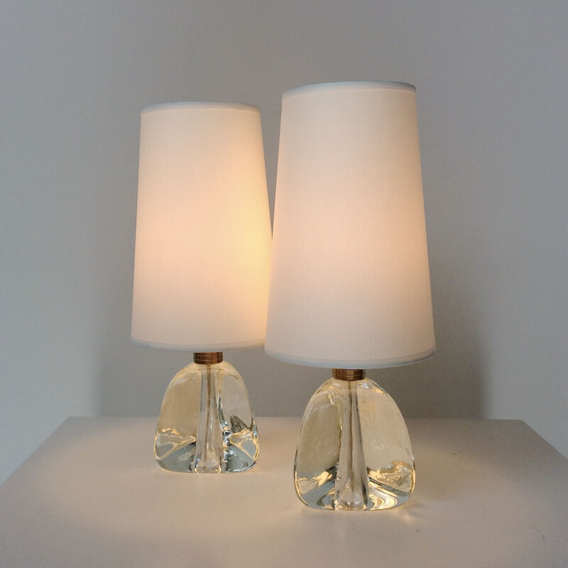 Pair of vintage Murano glass night stands lamps, Italy 1940