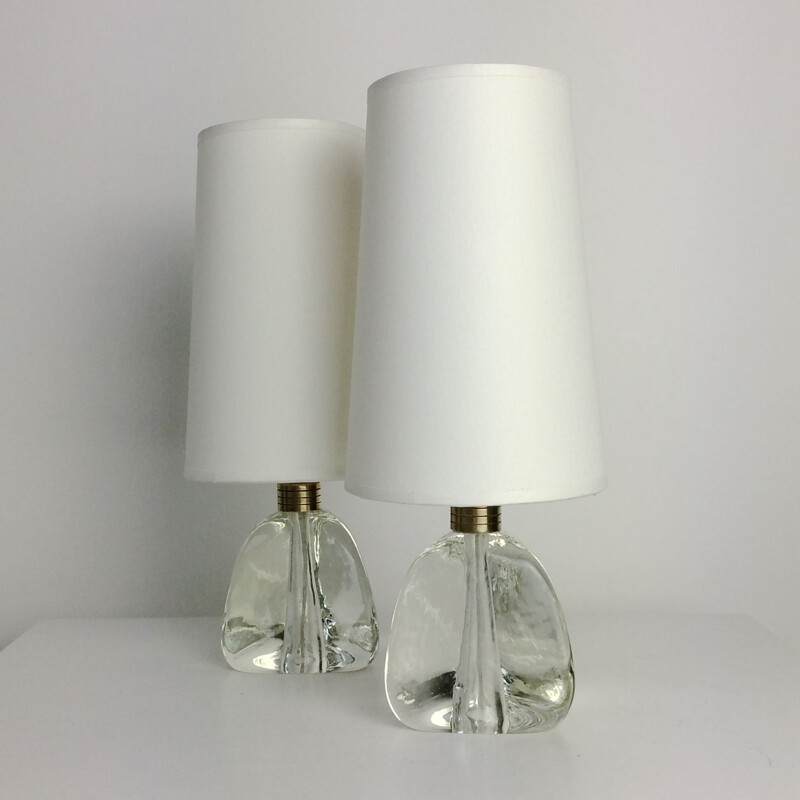 Pair of vintage Murano glass night stands lamps, Italy 1940