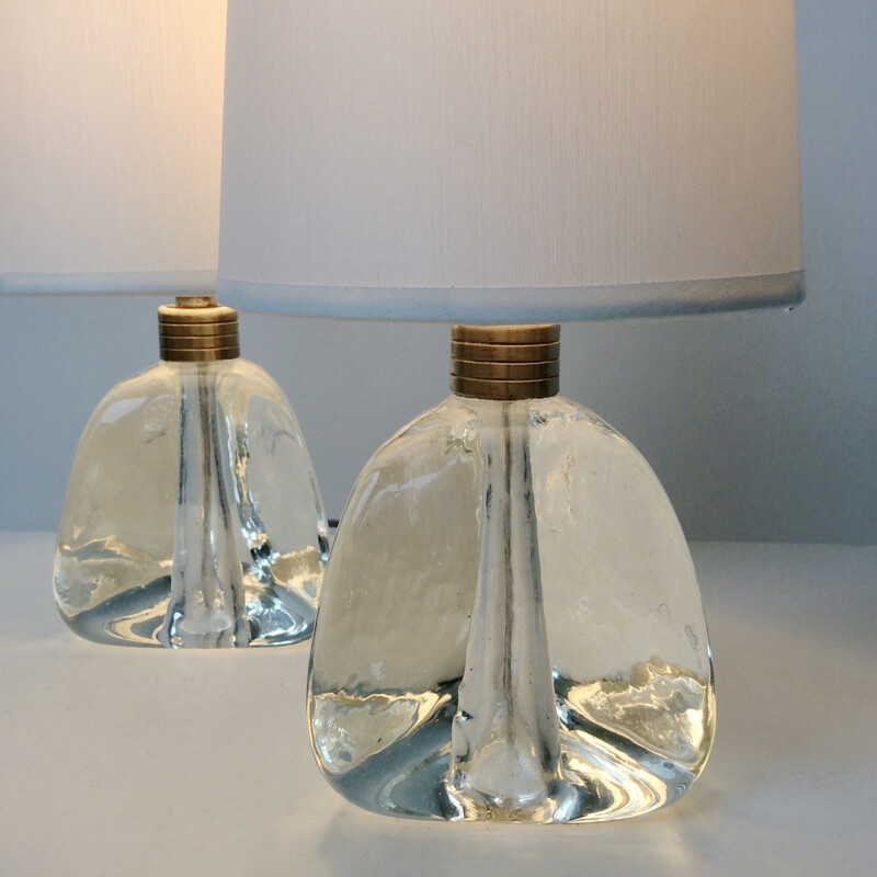 Pair of vintage Murano glass night stands lamps, Italy 1940