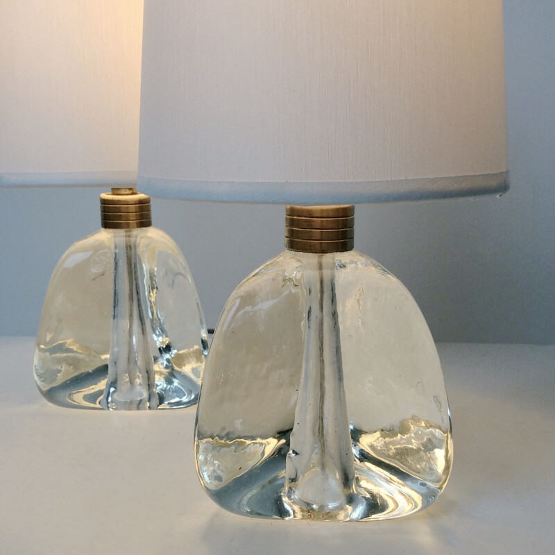Paire de lampes de chevet vintage en verre de Murano, Italie 1940