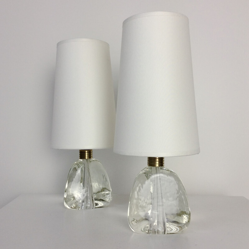 Pair of vintage Murano glass night stands lamps, Italy 1940