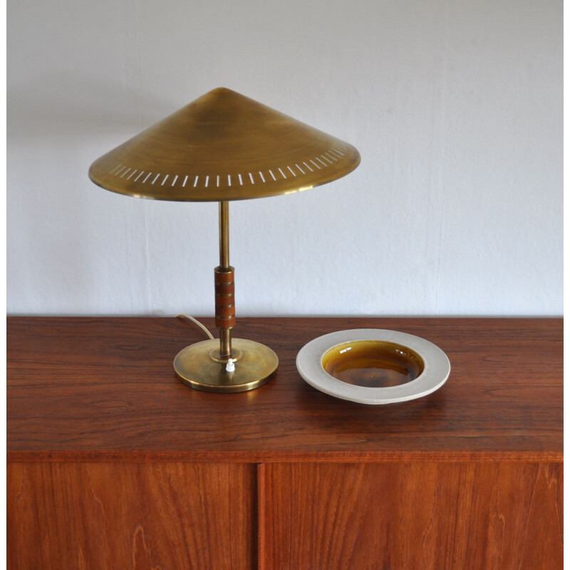 Vintage ochre ceramic dish by Herman Kähler, Denmark 1950