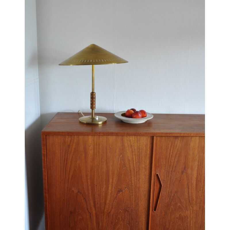 Vintage ochre ceramic dish by Herman Kähler, Denmark 1950