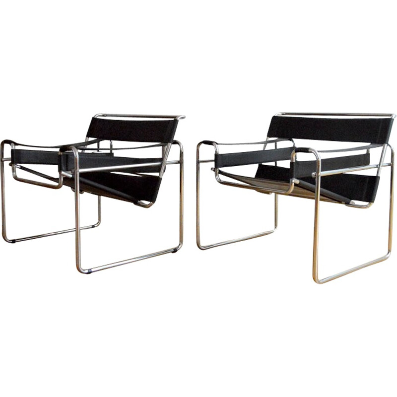 Pair of armchairs "Wassily", Marcel BREUER - 1980s