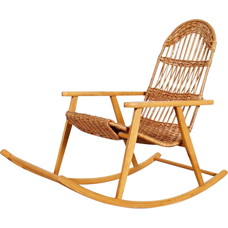 Chaise à bascule vintage en bois par Úluv