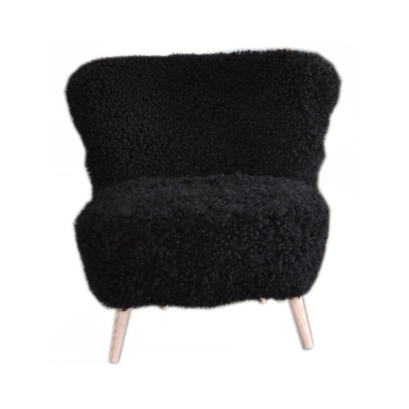 Vintage sheepskin Cocktail Club chair, 1960