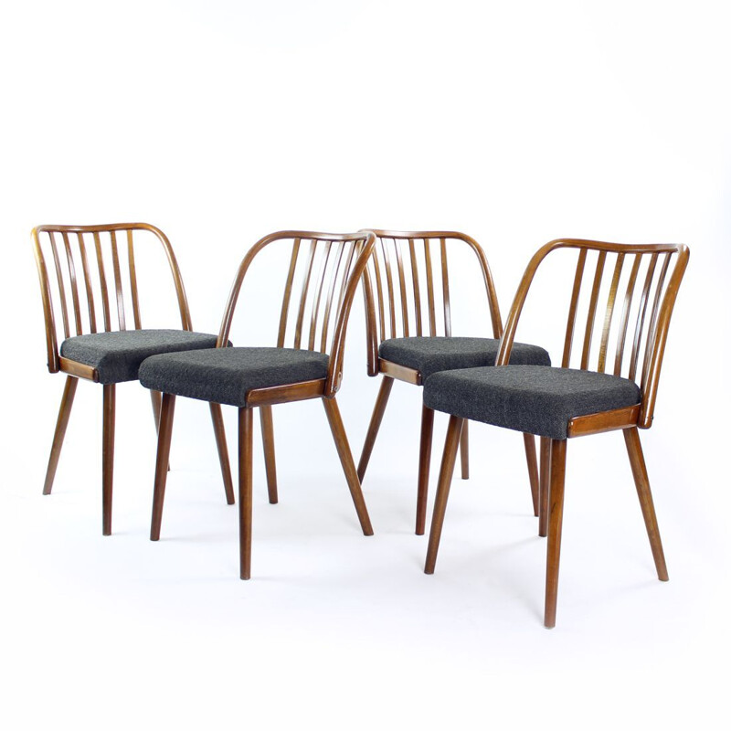 Set of 4 vintage bentwood dining chairs by Jitona, Czechoslovakia 1960s