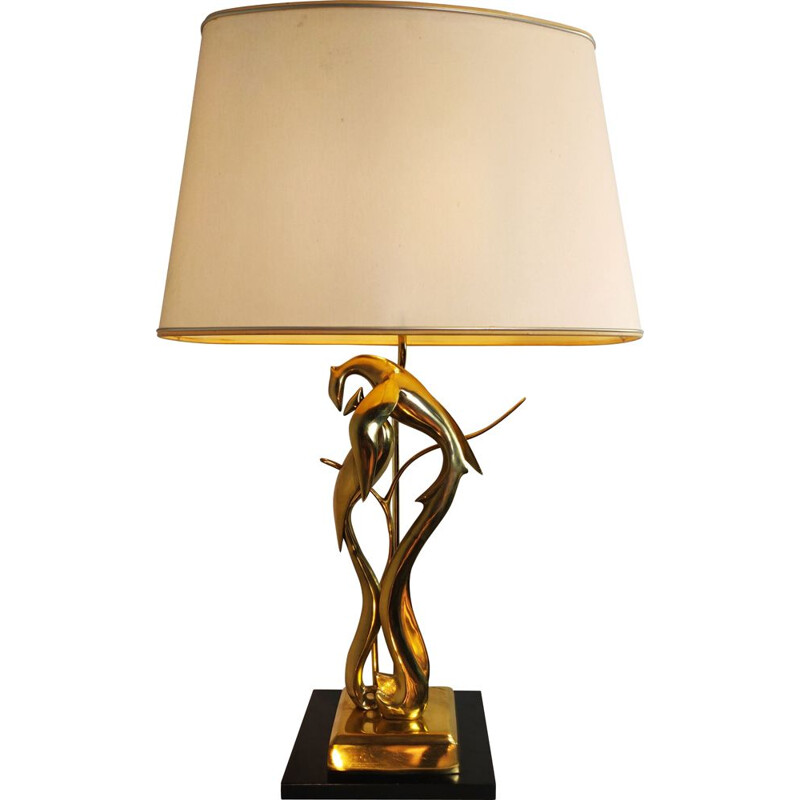 Vintage table lamp with brass sculpture by Regina, Italy 1970