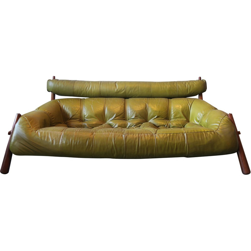 3-Seater sofa in rosewood and leather, Percival LAFER - 1974