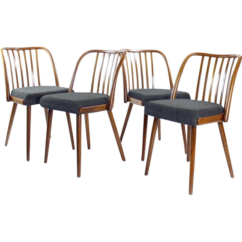 Set of 4 vintage bentwood dining chairs by Jitona, Czechoslovakia 1960s