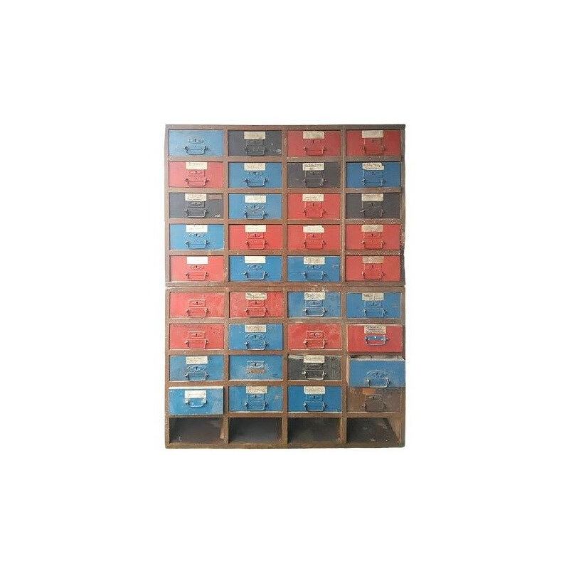 Large industrial storage with 36 drawers - 1950s