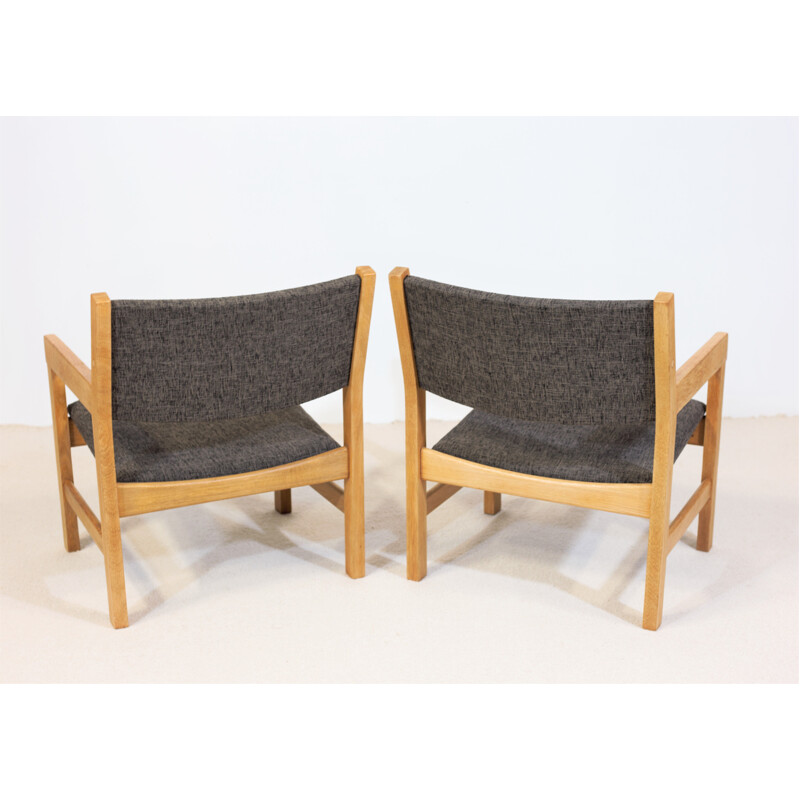 Paar vintage eiken fauteuils "GE 151" van Hans J. Wegner voor Getama, Denemarken