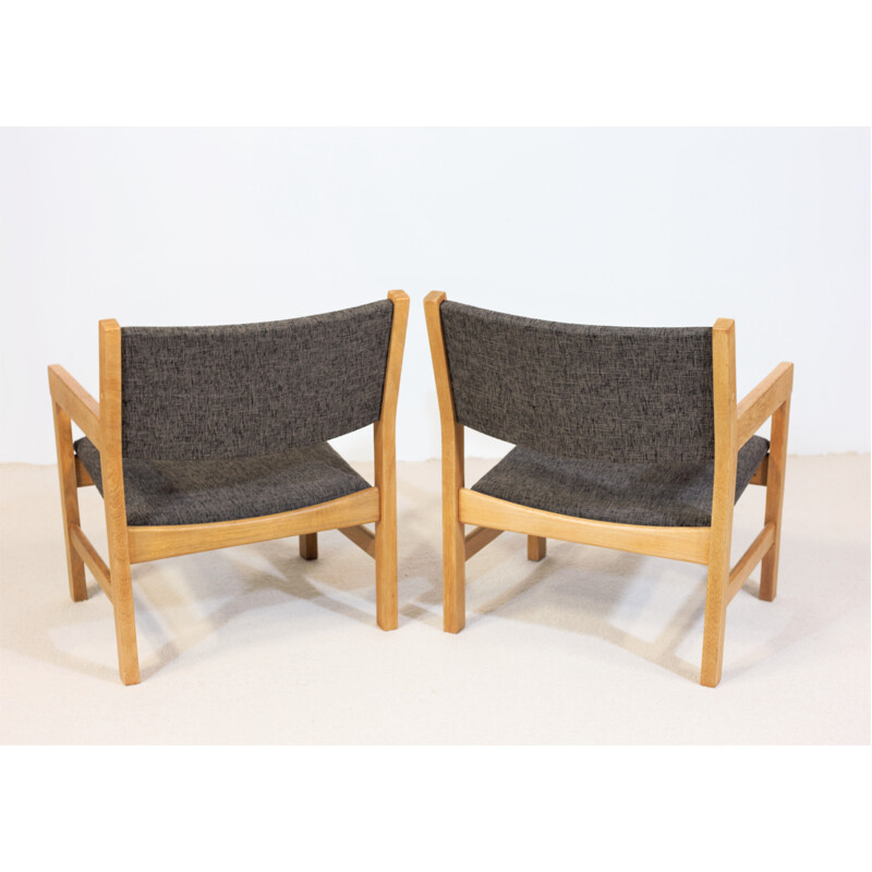 Pareja de sillones vintage de roble "GE 151" de Hans J. Wegner para Getama, Dinamarca