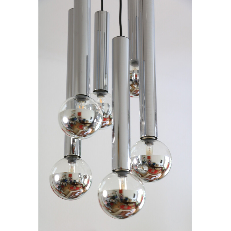 Vintage chrome waterfall suspension by Motoko Ishii for Staff, 1970