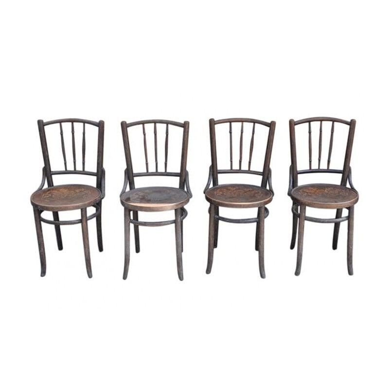 Ensemble de 4 chaises en bois par Thonet, 1930