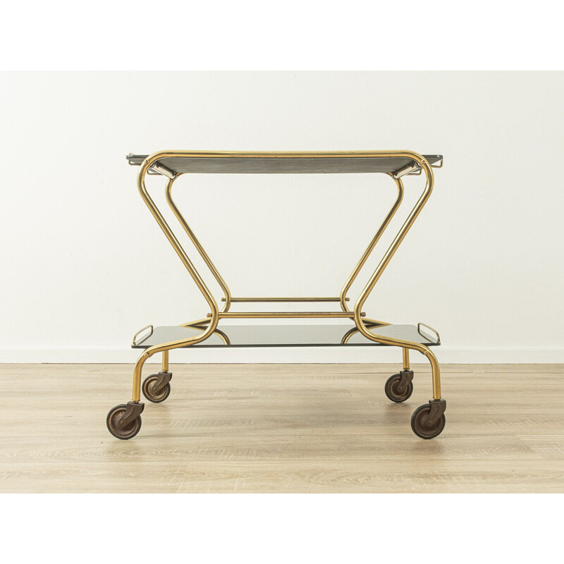 Vintage brass and glass serving trolley, 1950s