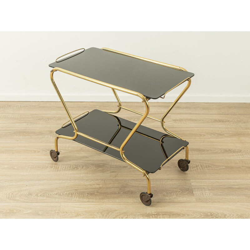 Vintage brass and glass serving trolley, 1950s