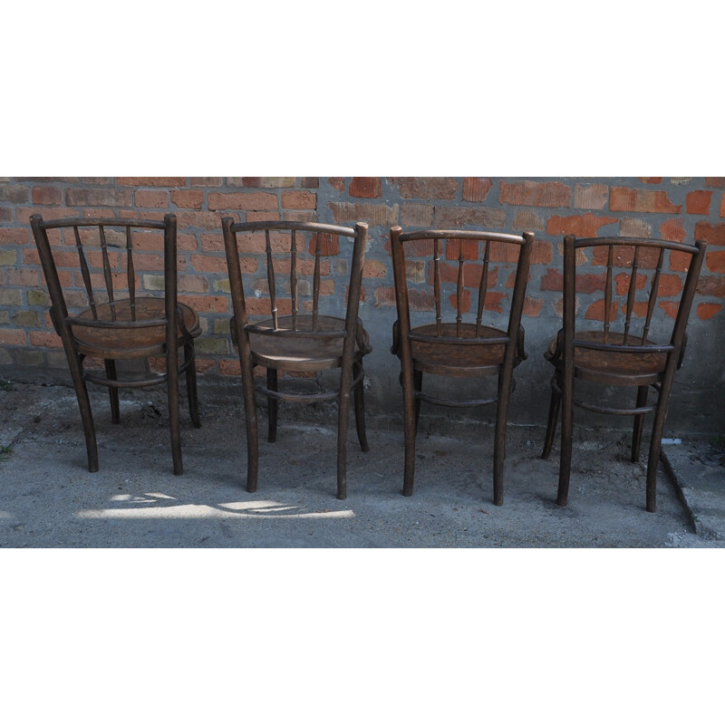 Set of 4 old Thonet chairs in wood - 1930s
