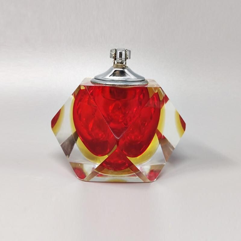 Vintage table lighter in Murano Sommerso glass by Flavio Poli for Seguso, Italy 1960s