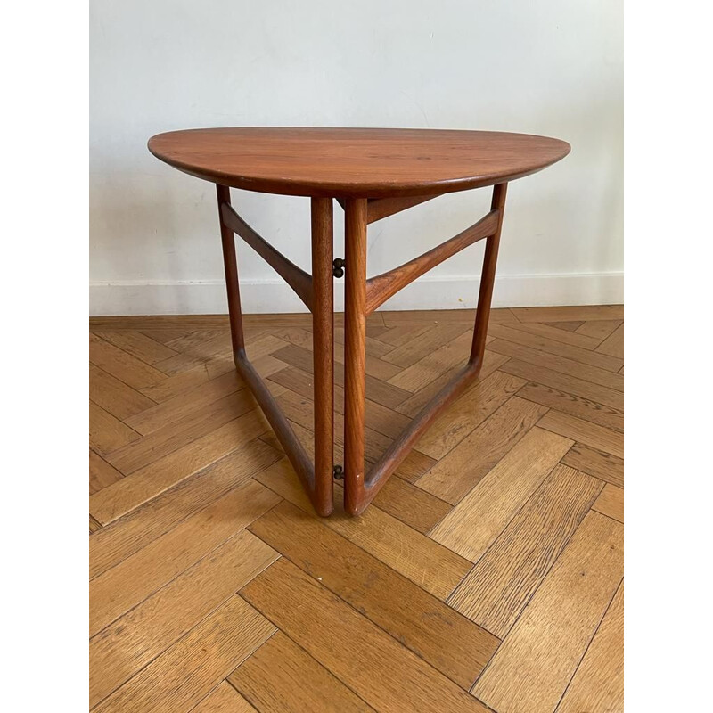 Vintage folding side table by Peter Hvidt & Orla Mølgaard-Nielsen for France & Daverkosen, Denmark 1950