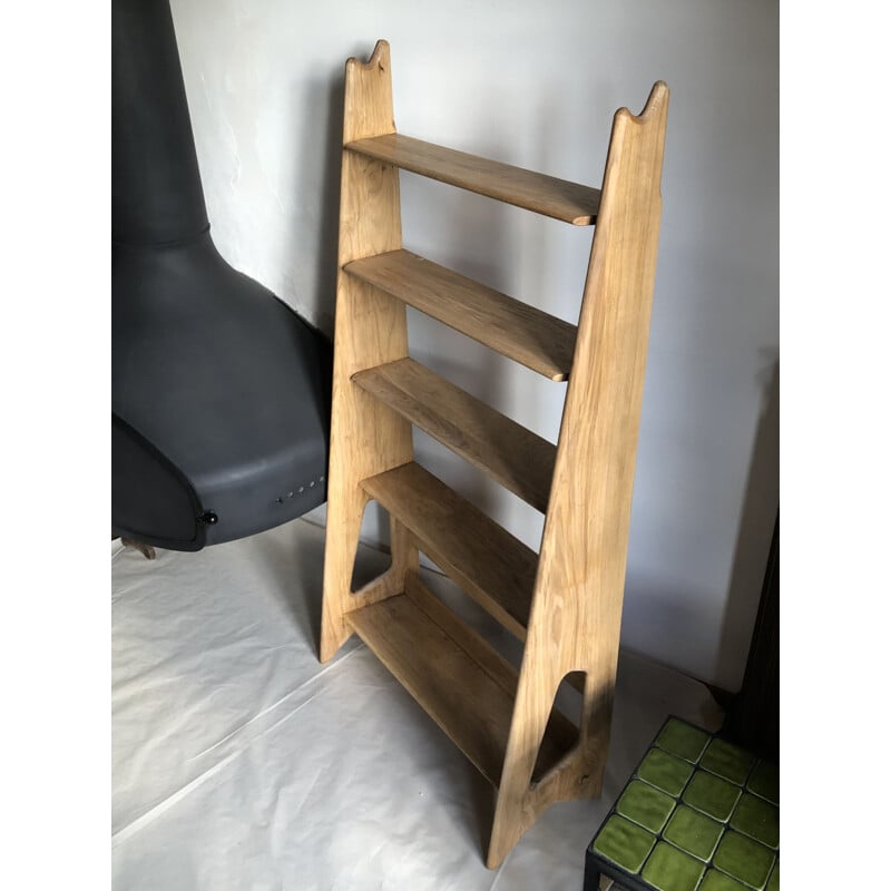 Vintage oak shelf by Pierre Cruège