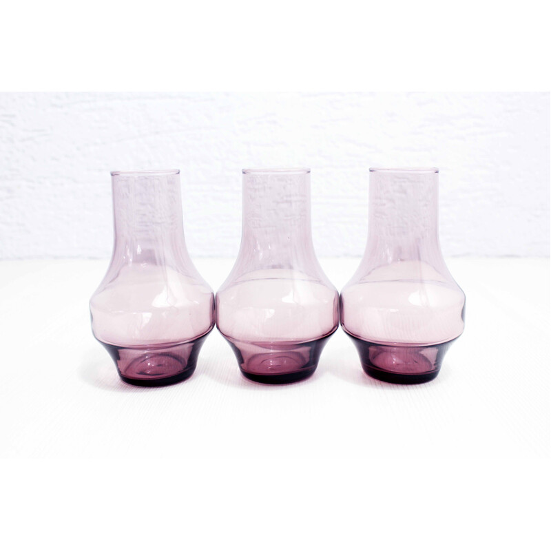 Set van 3 vintage Scandinavische glas-in-lood vazen, 1960