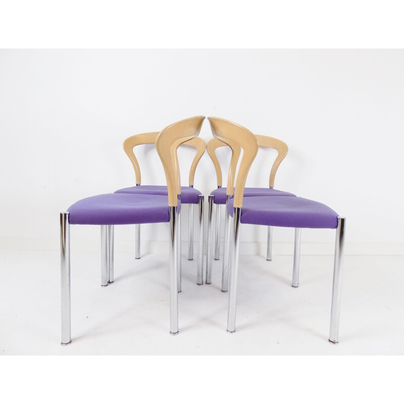 Set of 4 vintage Lotus dining chairs by Hartmut Lohmeyer for Kusch & Co