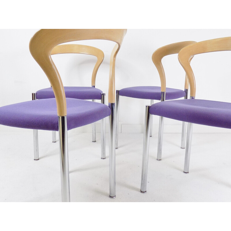Set of 4 vintage Lotus dining chairs by Hartmut Lohmeyer for Kusch & Co