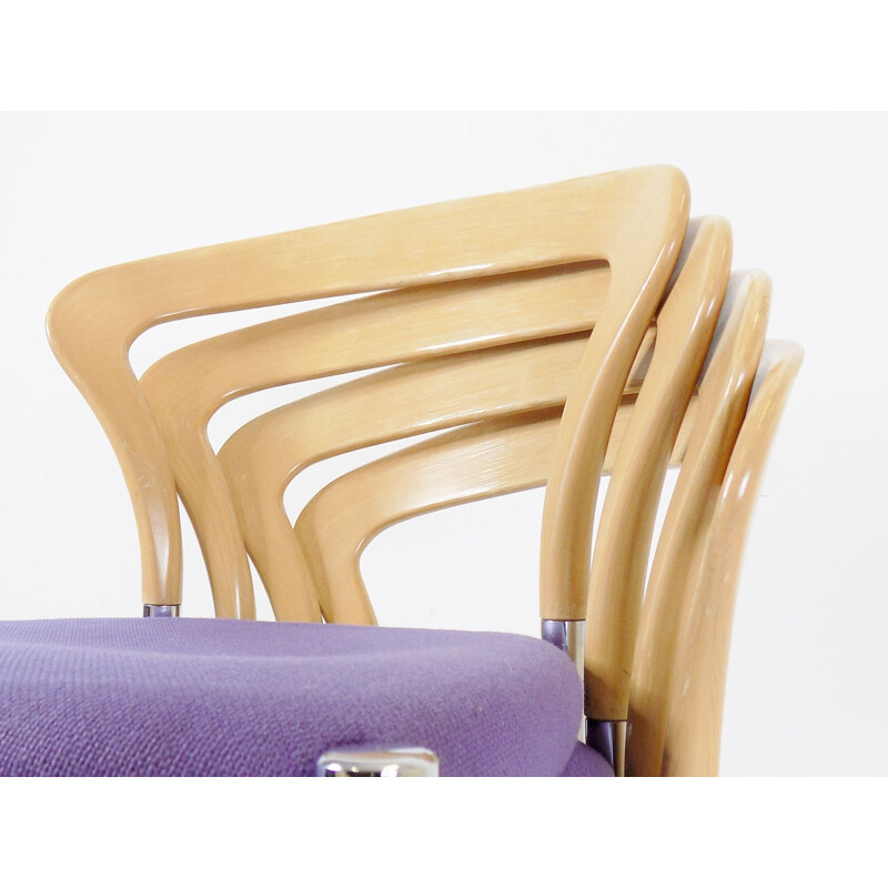 Ensemble de 4 chaises Lotus vintage par Hartmut Lohmeyer pour Kusch & Co