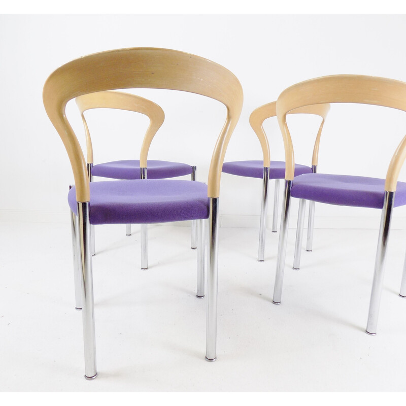 Ensemble de 4 chaises Lotus vintage par Hartmut Lohmeyer pour Kusch & Co