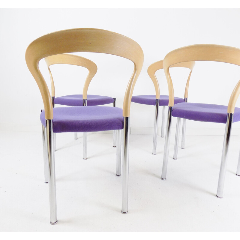 Set of 4 vintage Lotus dining chairs by Hartmut Lohmeyer for Kusch & Co