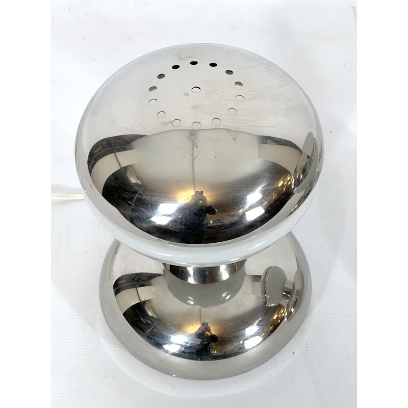 Pareja de lámparas vintage de cromo y cristal de leche de Goffredo Reggiani, Italia 1970