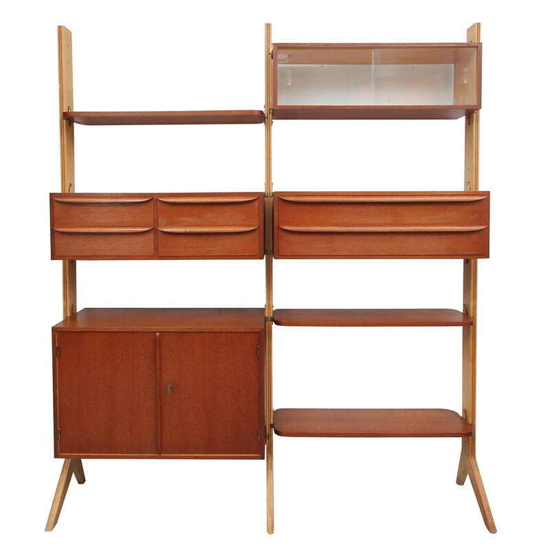 Mid century German teak wall unit - 1950s