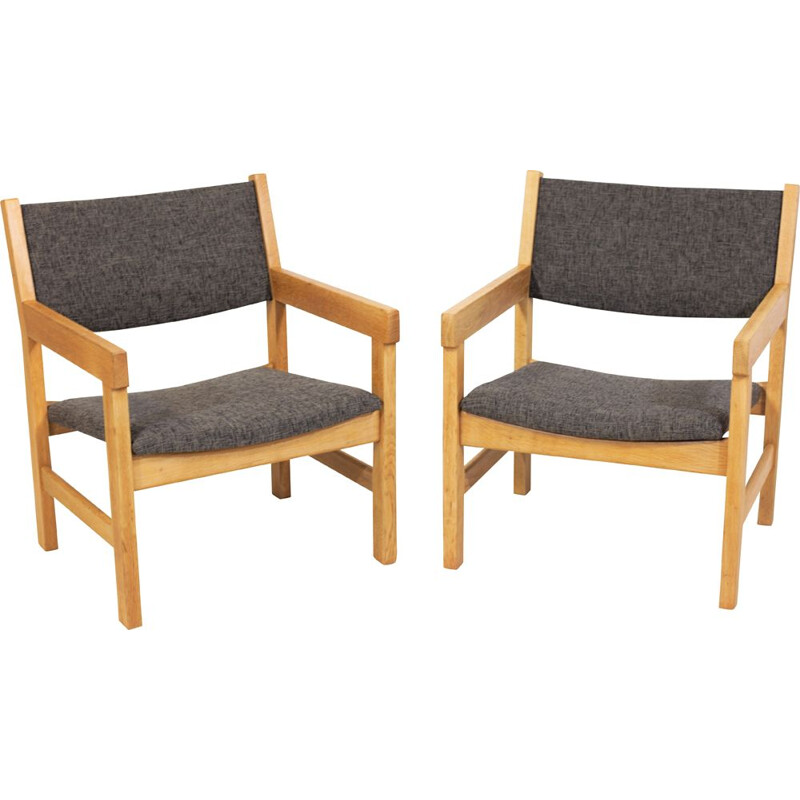 Pair of vintage oak armchairs "GE 151" by Hans J.Wegner for Getama, Denmark