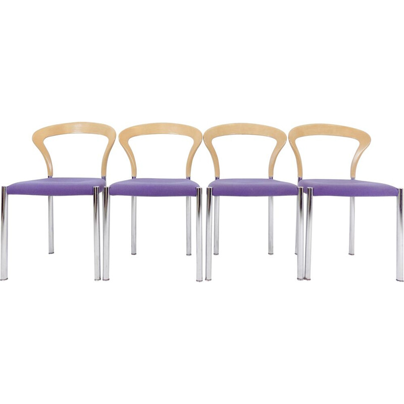 Set of 4 vintage Lotus dining chairs by Hartmut Lohmeyer for Kusch & Co