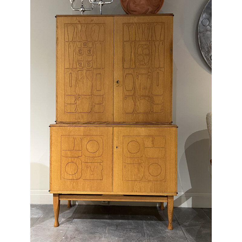 Vintage teak cabinet by Yngve Ekstrom, 1950