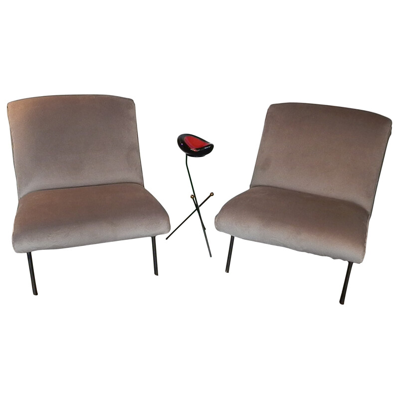 Pair of low chairs, Joseph-André MOTTE - 1950s