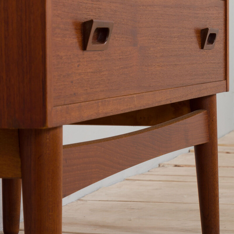 Danish vintage teak bookcase with drawers and tambour doors by Johannes Sorth, 1960s