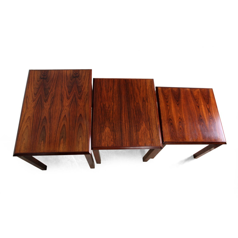 Ensemble de 3 tables gigognes en palissandre - 1970