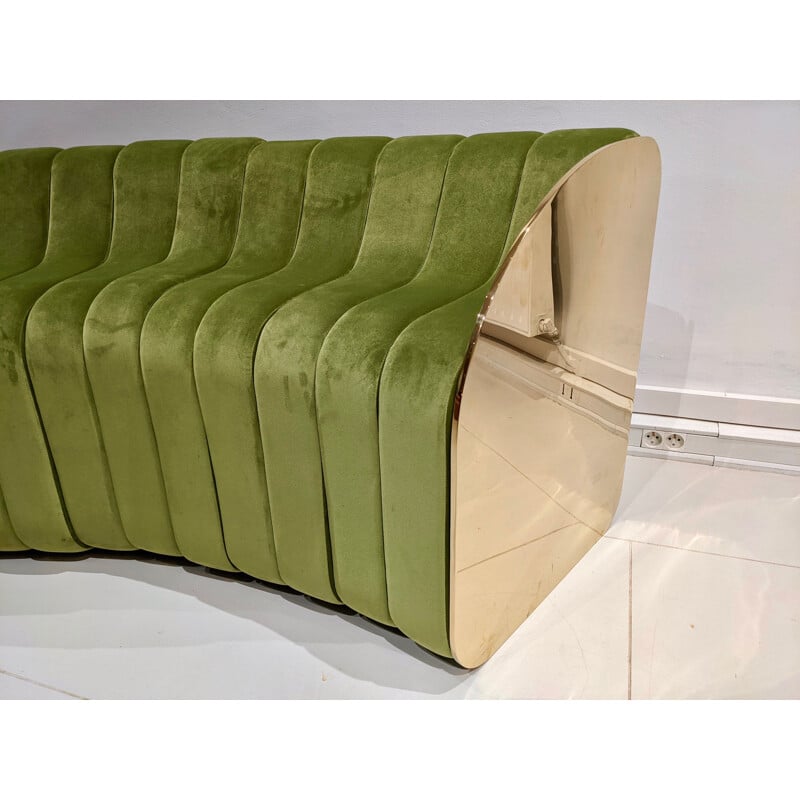 Vintage green velvet sofa
