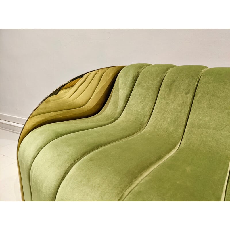 Vintage green velvet sofa