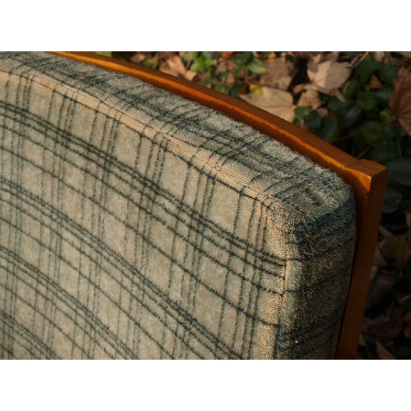 Mid-century armchair in green velvet and wood - 1950s
