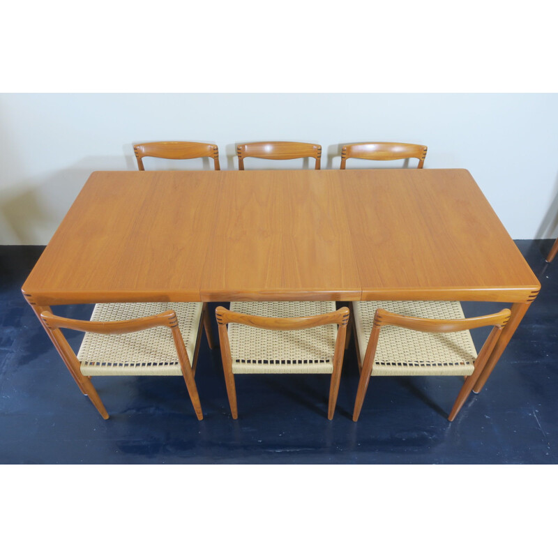 Mid century teak dining set by H.W. Klein for Bramin