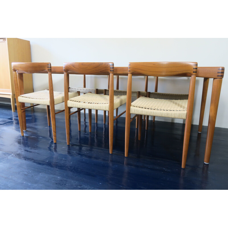 Mid century teak dining set by H.W. Klein for Bramin