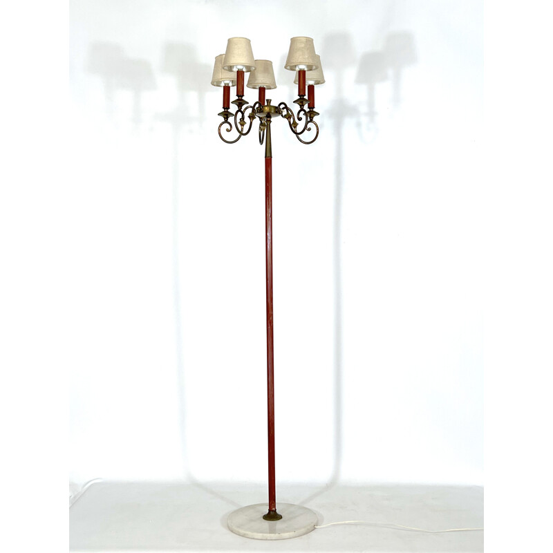 Lámpara de pie vintage de latón de Angelo Lelii para Arredoluce Monza, 1950