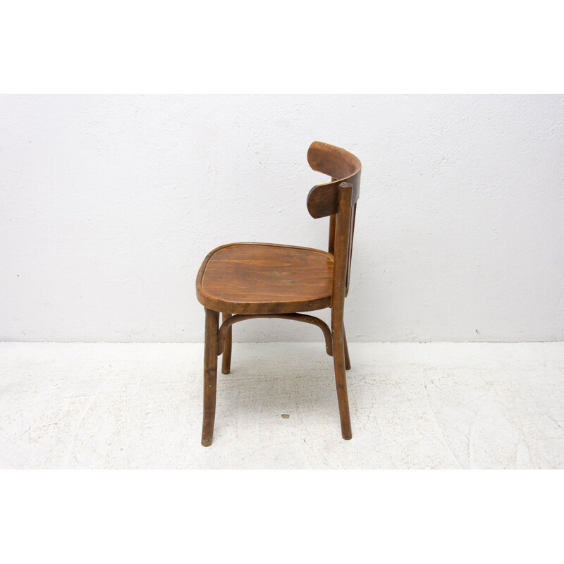 Chaise vintage en bois de hêtre et bois courbé par Thonet, Tchécoslovaquie 1950