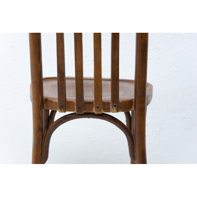 Chaise vintage en bois de hêtre et bois courbé par Thonet, Tchécoslovaquie 1950